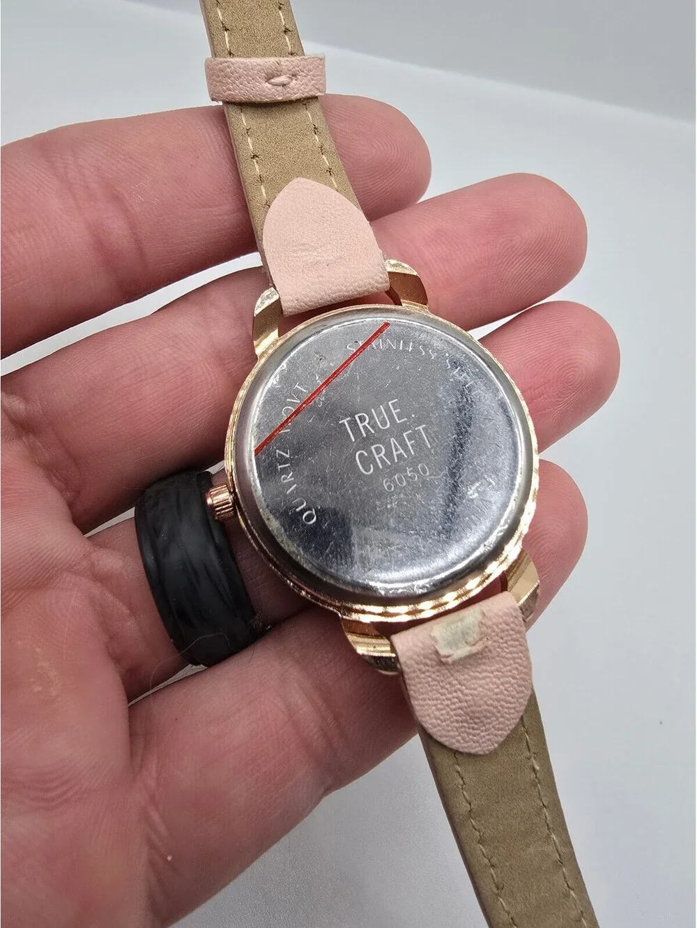 True Craft Women’s Quartz Analog Watch Gold Dial Rose Gold Case Pink Leather
